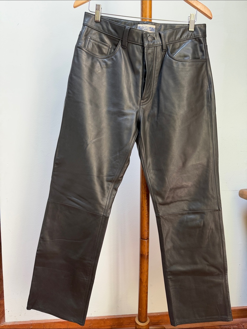 Vintage GAP Genuine Leather Bootcut Black Leather Jeans Size 32